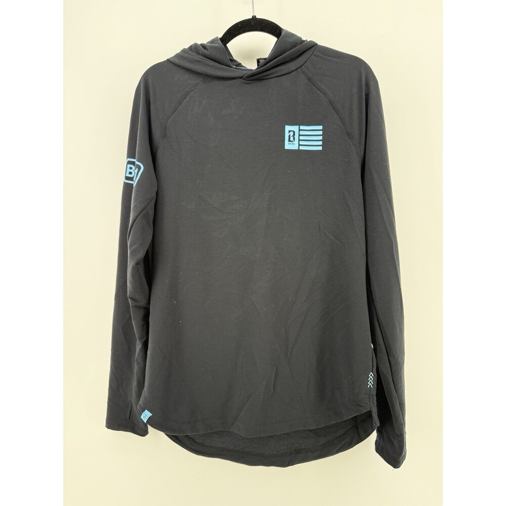 BL101 Men’s Black Pullover Hoodie Baseball Graphic Logo Print Size M